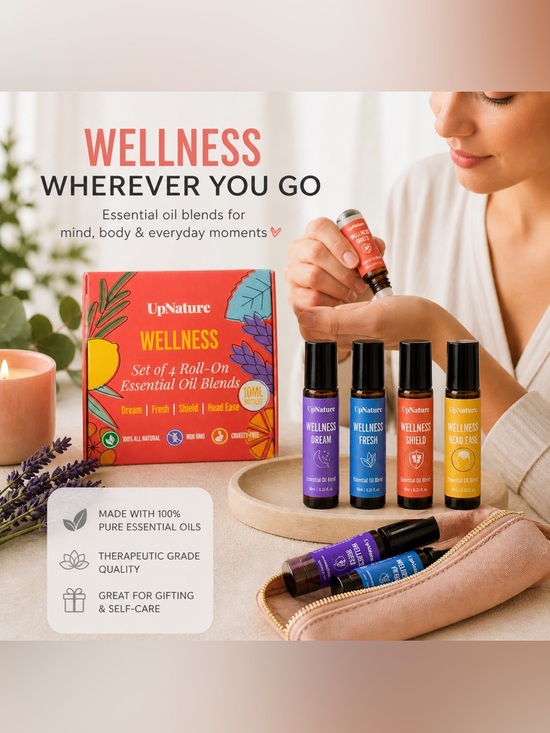 UpNature Other - UpNature Wellness Essential Oil Roll-On Set | 4pc Aromatherapy Travel Kit
